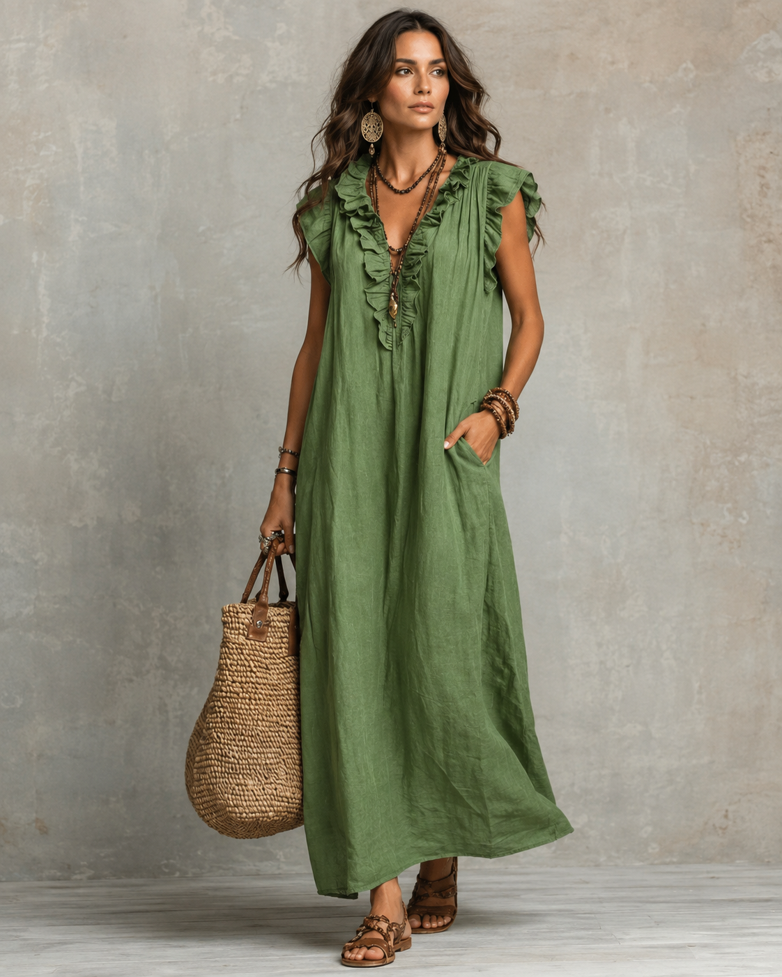 Stella™ | Elegant Tummy-Flattering Maxi Dress with V-Neck