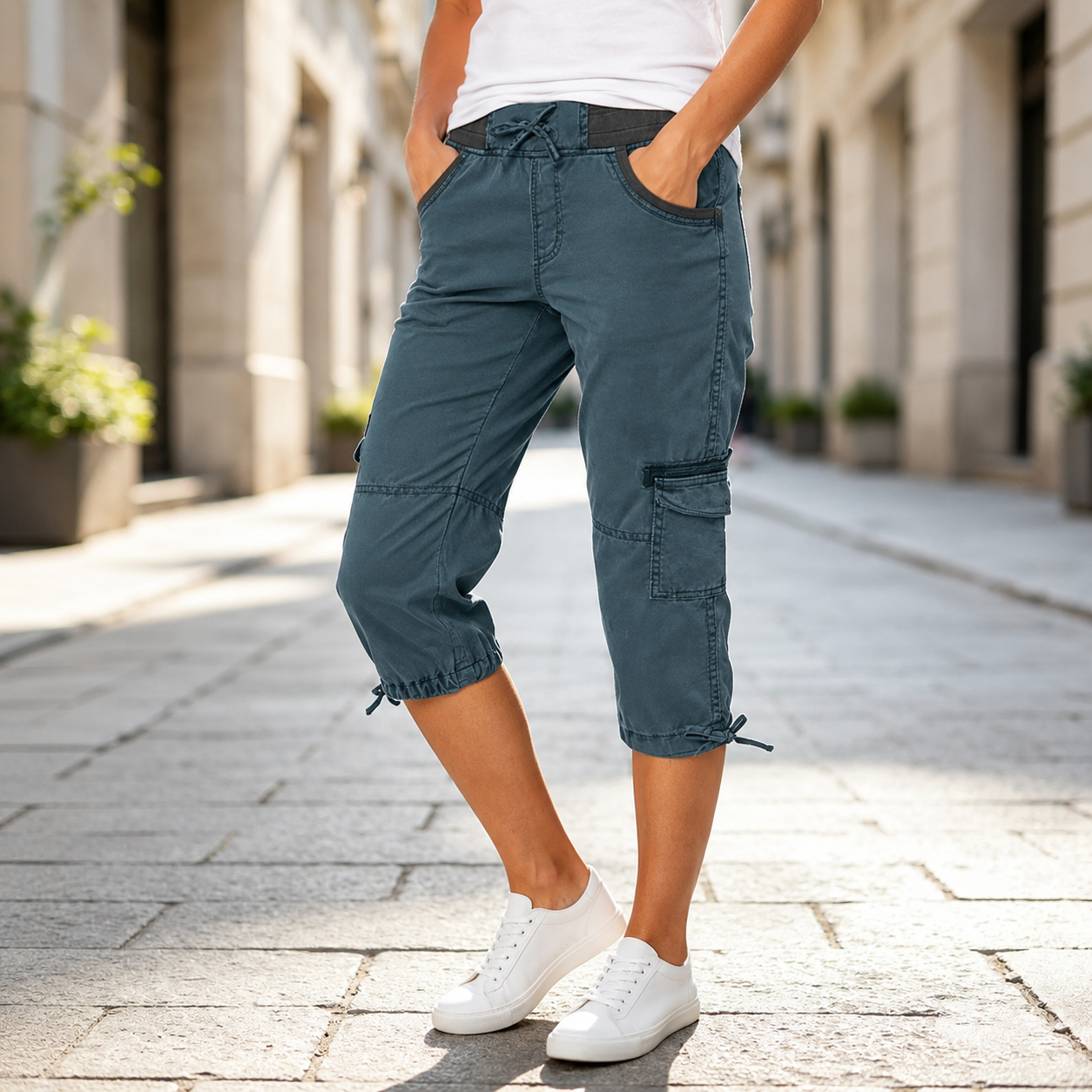 Lily™ | High-Waisted Tummy-Flattering Cargo Capri Pants