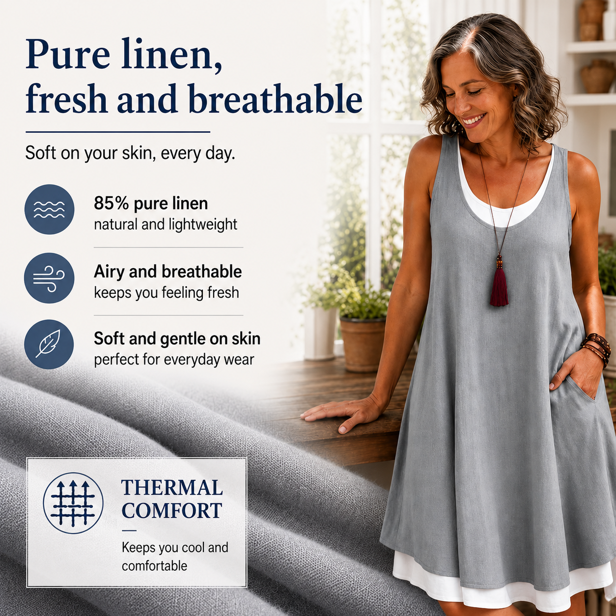 Hazel™ | Sleeveless Tummy-Flattering Midi Dress with Pockets