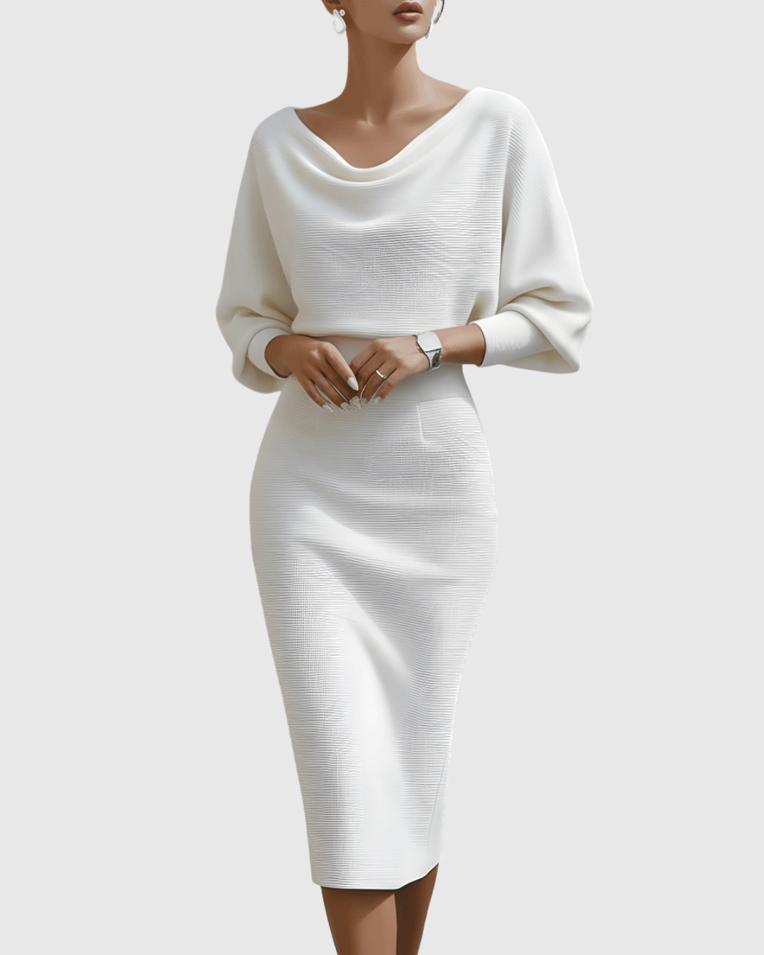 ISMERIA | Midi Dress with Batwing Sleeves
