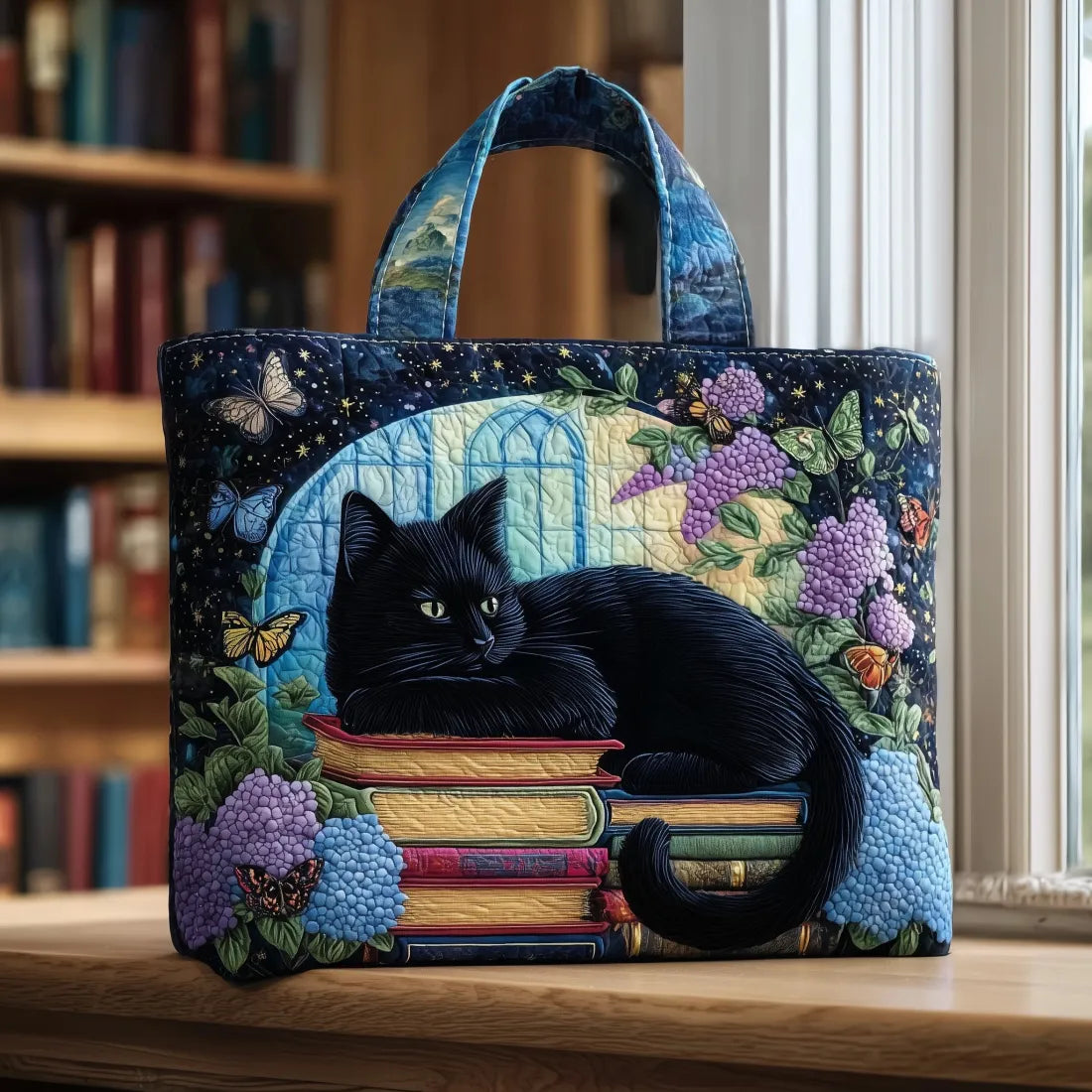 Chat Noir Artisan Tote Bag on Books