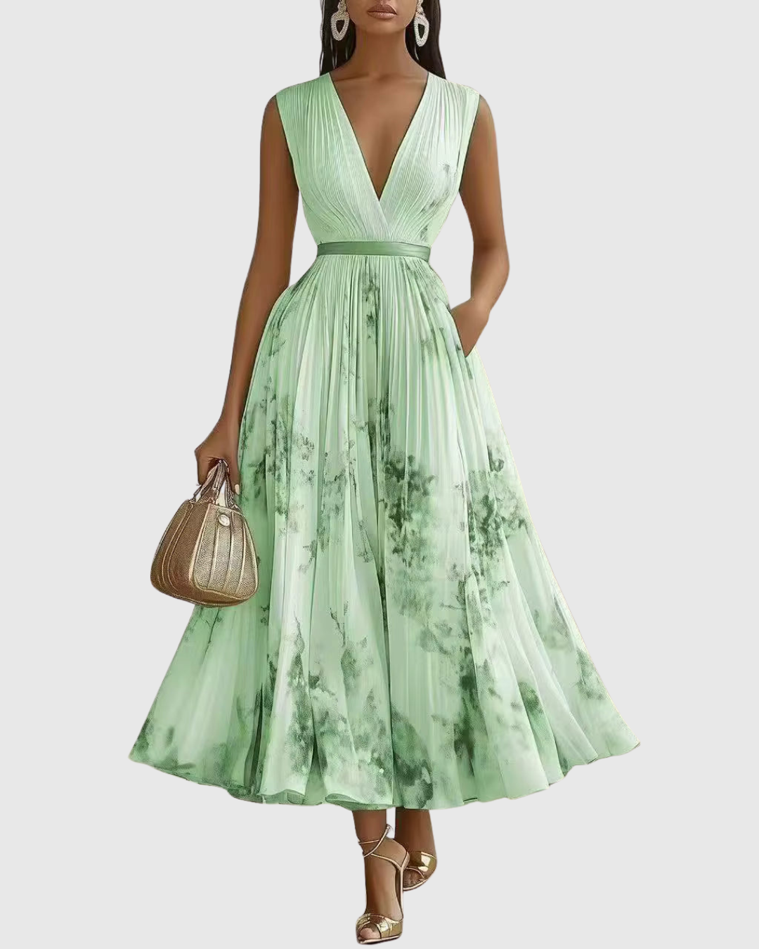 ROWELLA | Elegant Pleated Maxi Dress