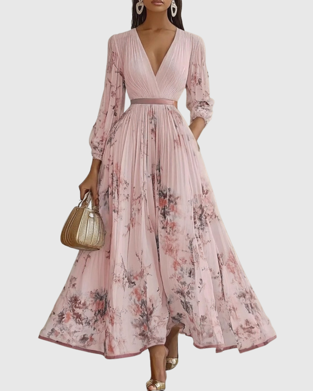 ROWELLA | Elegant Pleated Maxi Dress