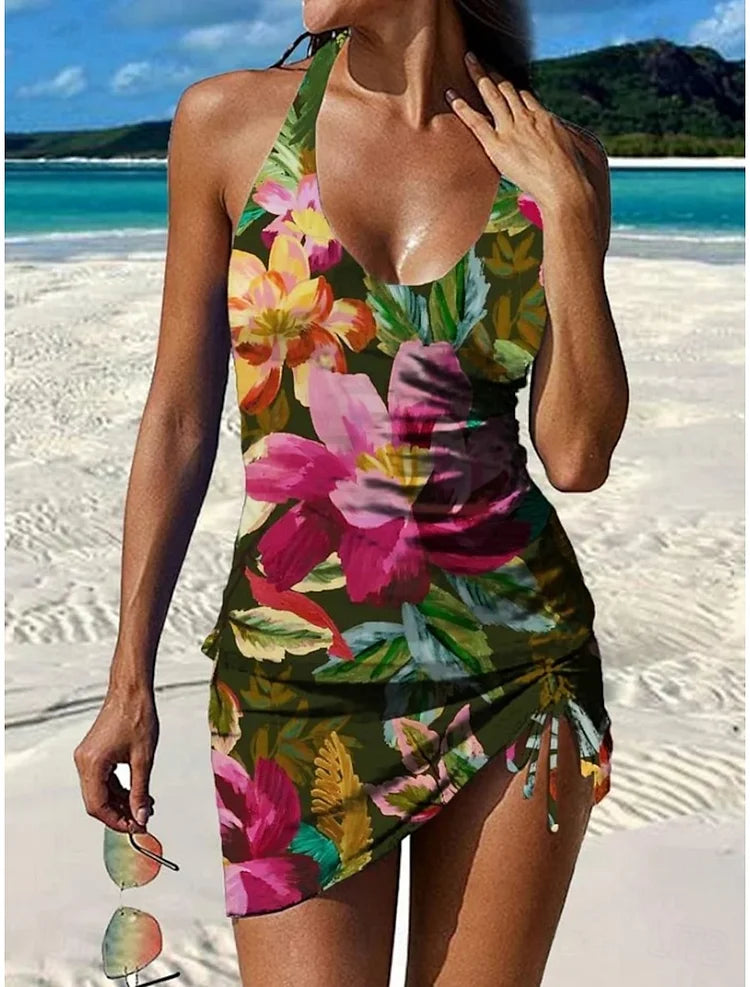 Fiesta – Graphic Floral Tankini with Shorts, Flat Tummy Effect