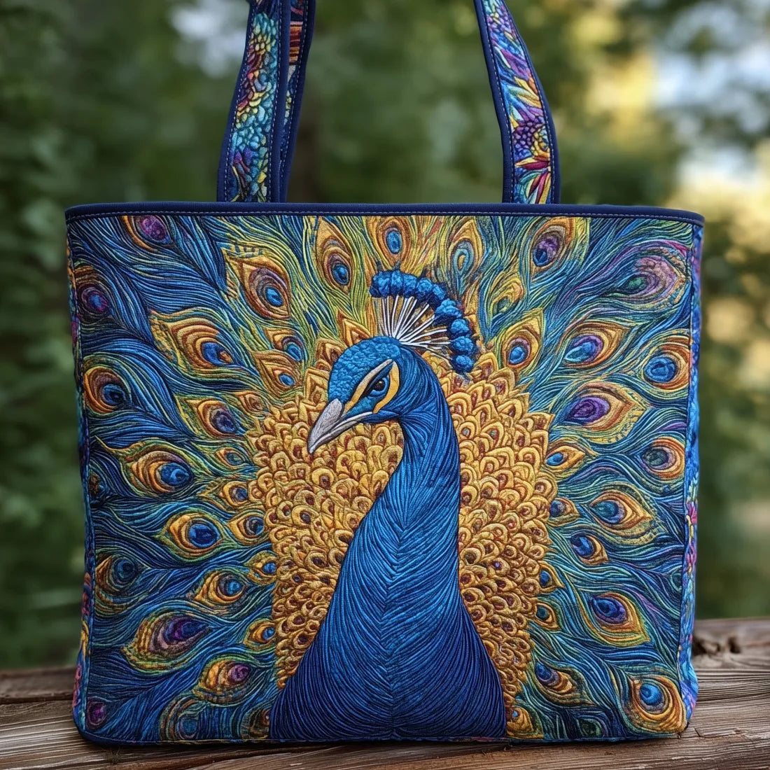 Artisan Tote Bag with Peacock
