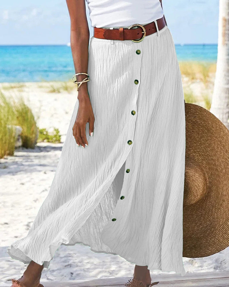 Syndy - Flowing Skirt with Buttons