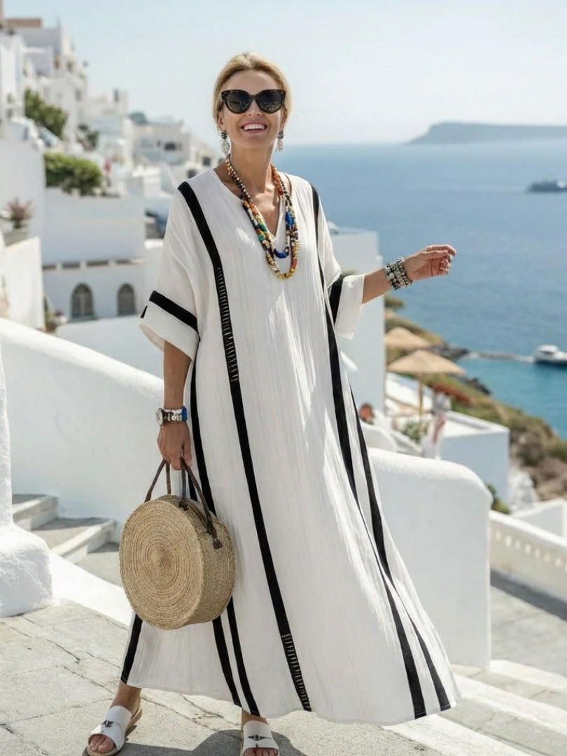 Sophia™ | Tummy-Flattering Striped Maxi Dress