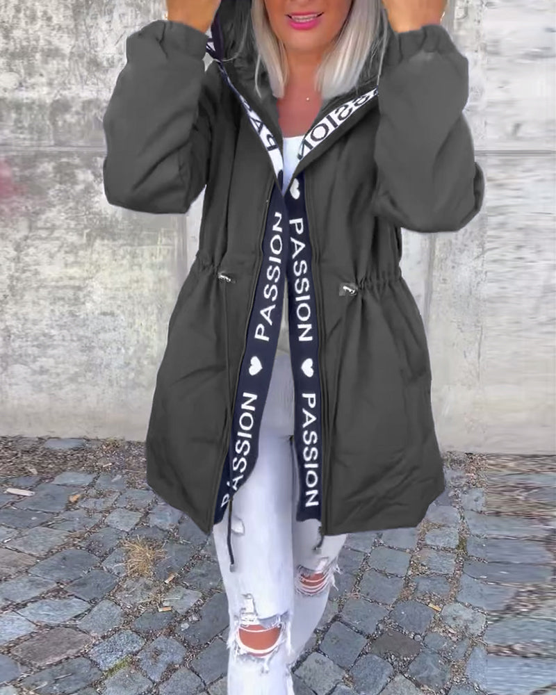 Brenda™ | Long Coat with Hood and Drawstring 15