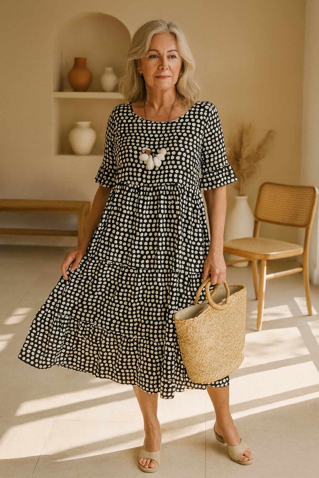 Iris™ | Sand-colored Midi Dress
