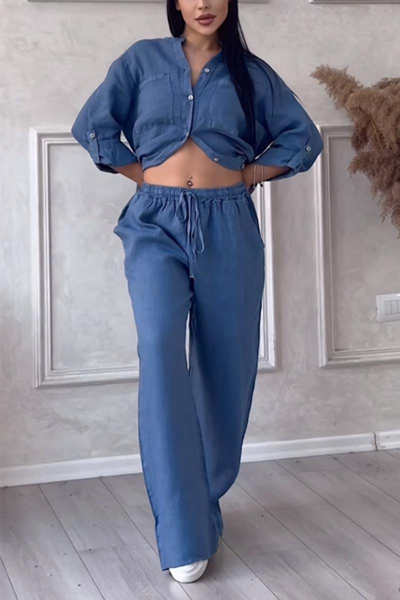 Linda™ | Lightweight Linen Set with Blouse and Wide Pants 2