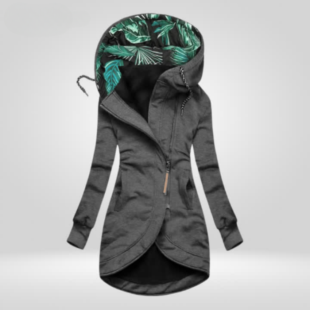 Janice™ | Long Windproof Jacket with Hood and Asymmetric Zip 3