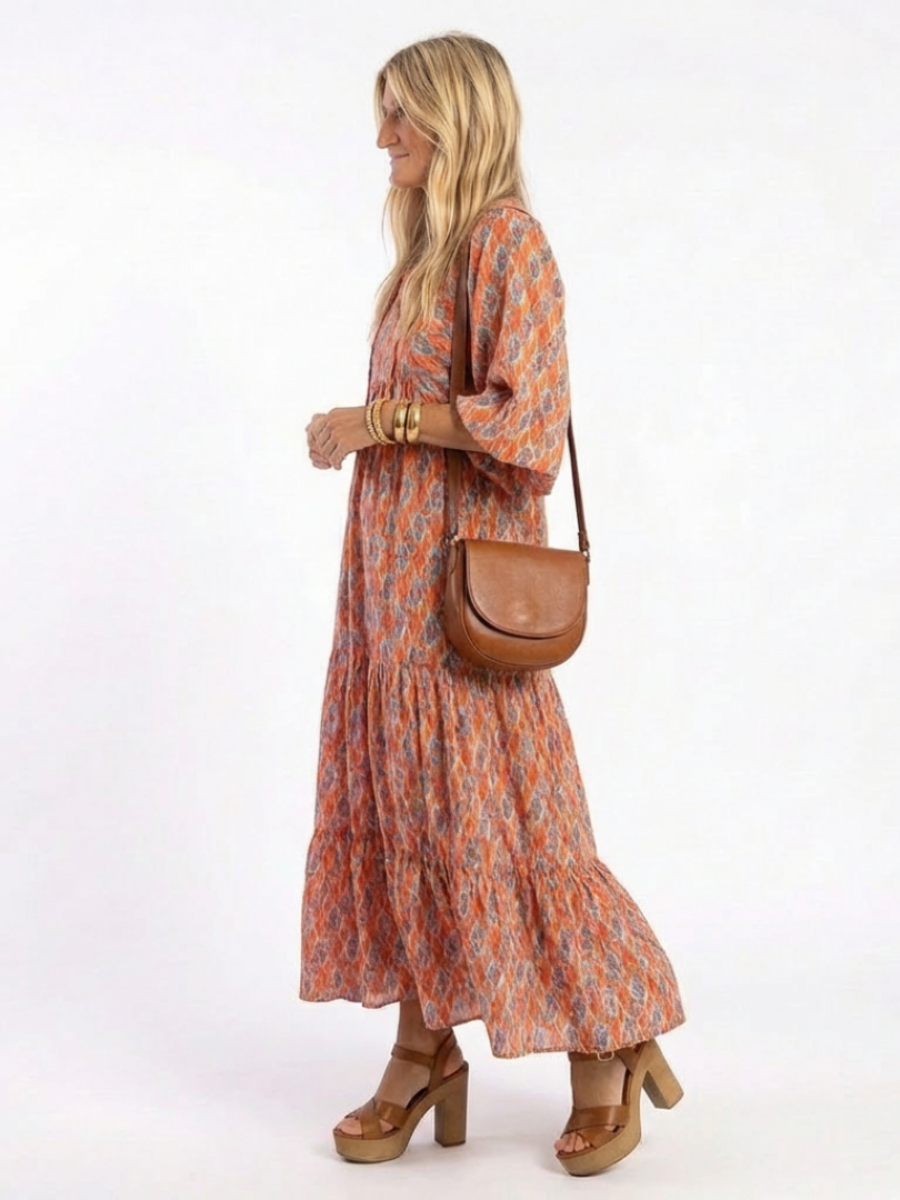 Amara™ | Tummy-Flattering Geometric Midi Dress