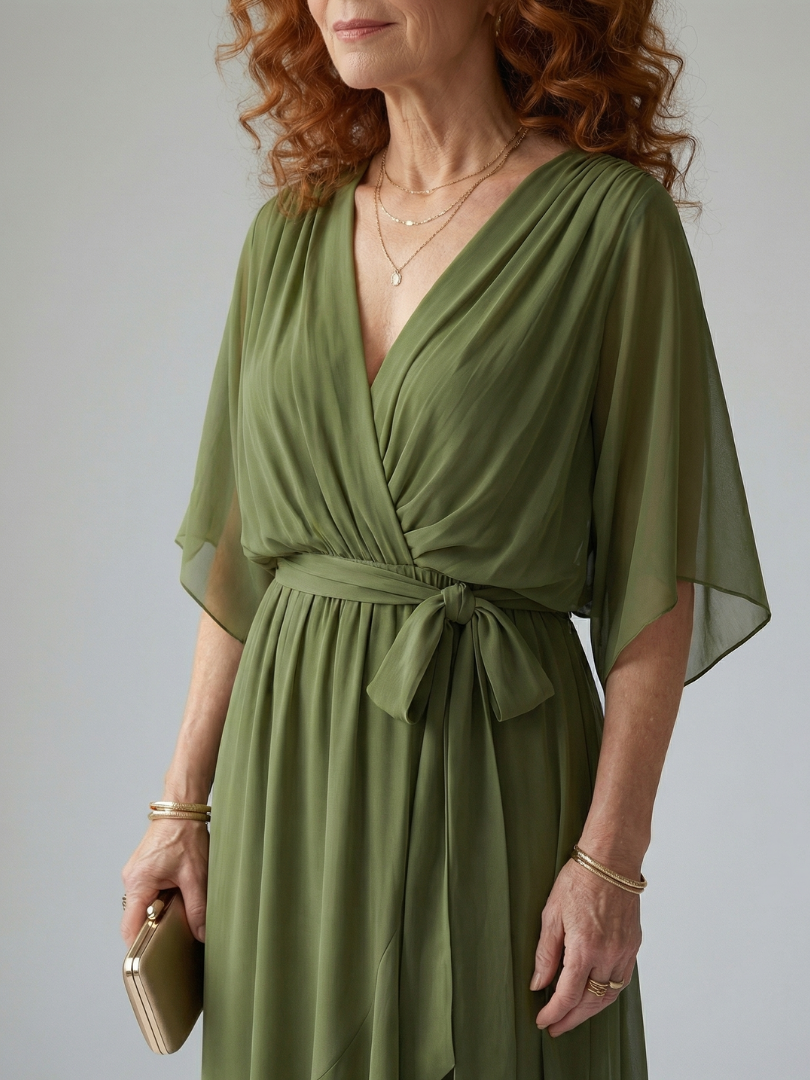 Kayla™ | Tummy-Flattering Draped Midi Dress