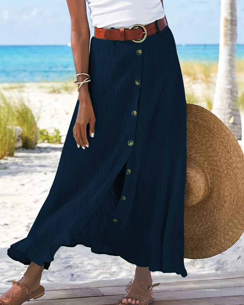 Syndy - Flowing Skirt with Buttons