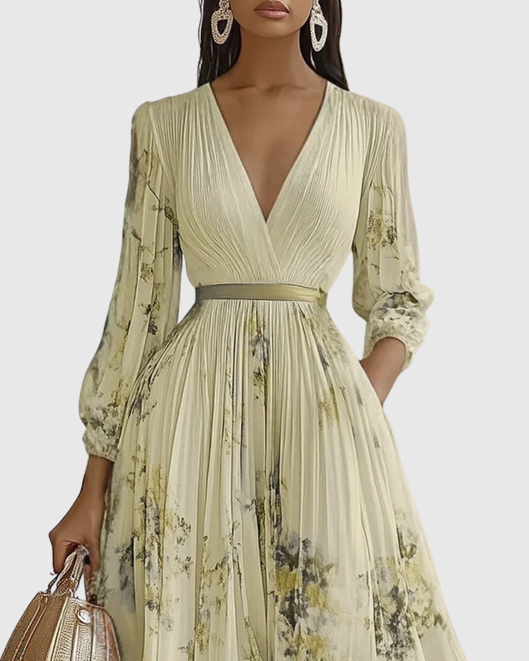 ROWELLA | Elegant Pleated Maxi Dress