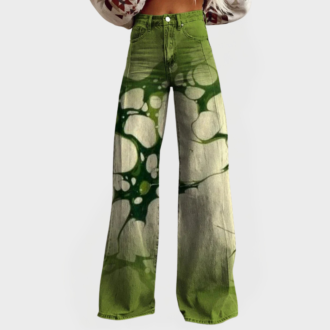 Comfortable artistic wide-leg jeans