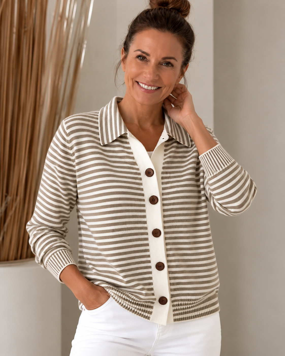 Donna™ | Striped Cardigan With Buttons