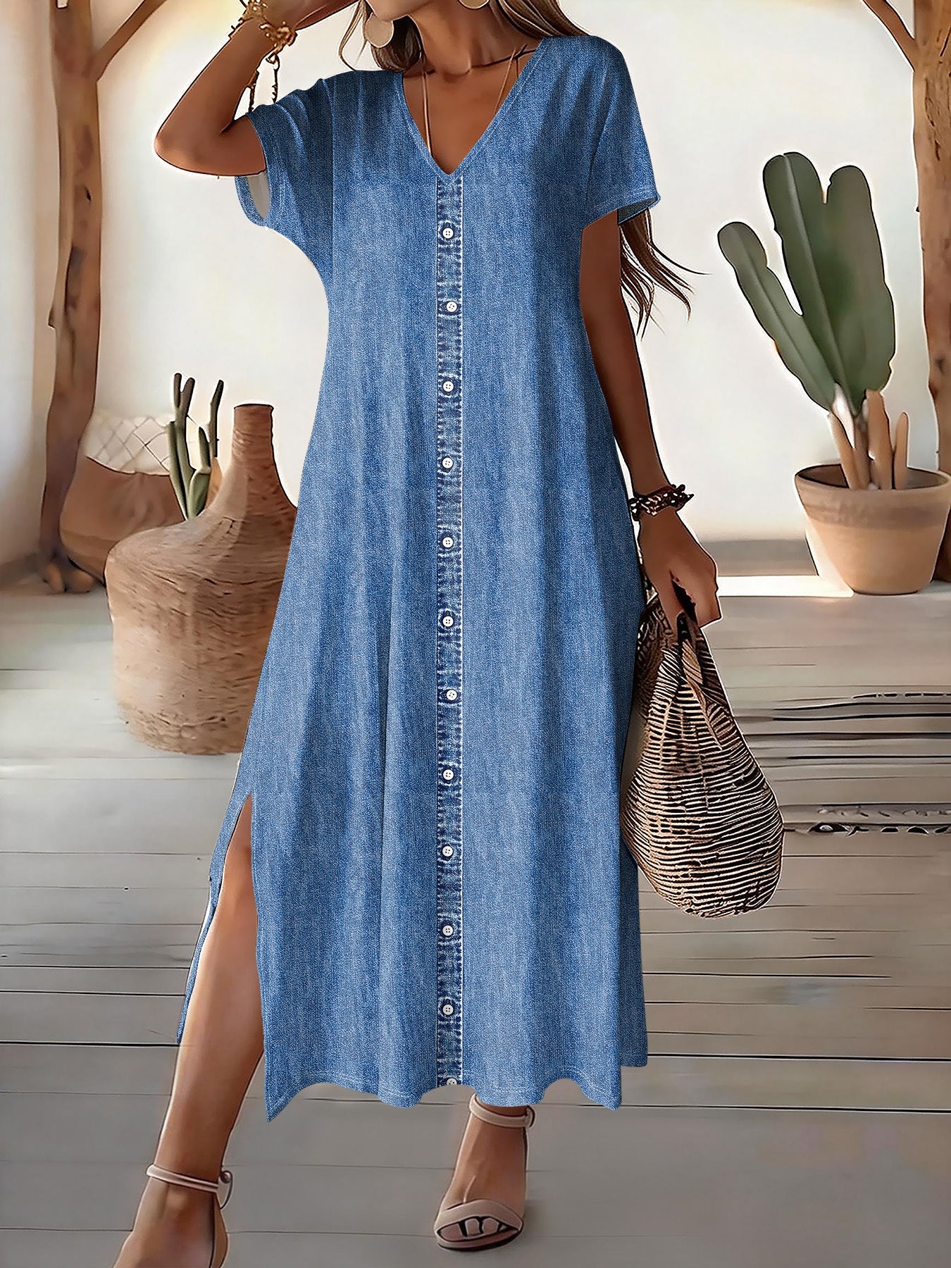 Hélène™ | Retro Denim Dress