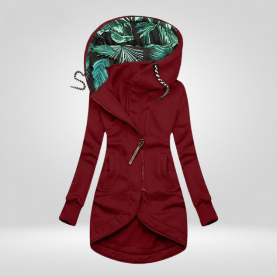Janice™ | Long Windproof Jacket with Hood and Asymmetric Zip 5