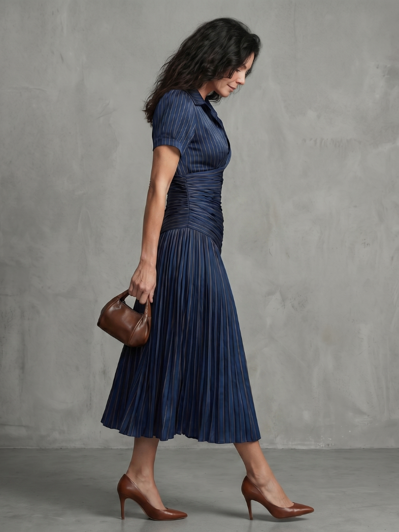 Brianna™ | Tummy-Flattering Pleated Midi Dress