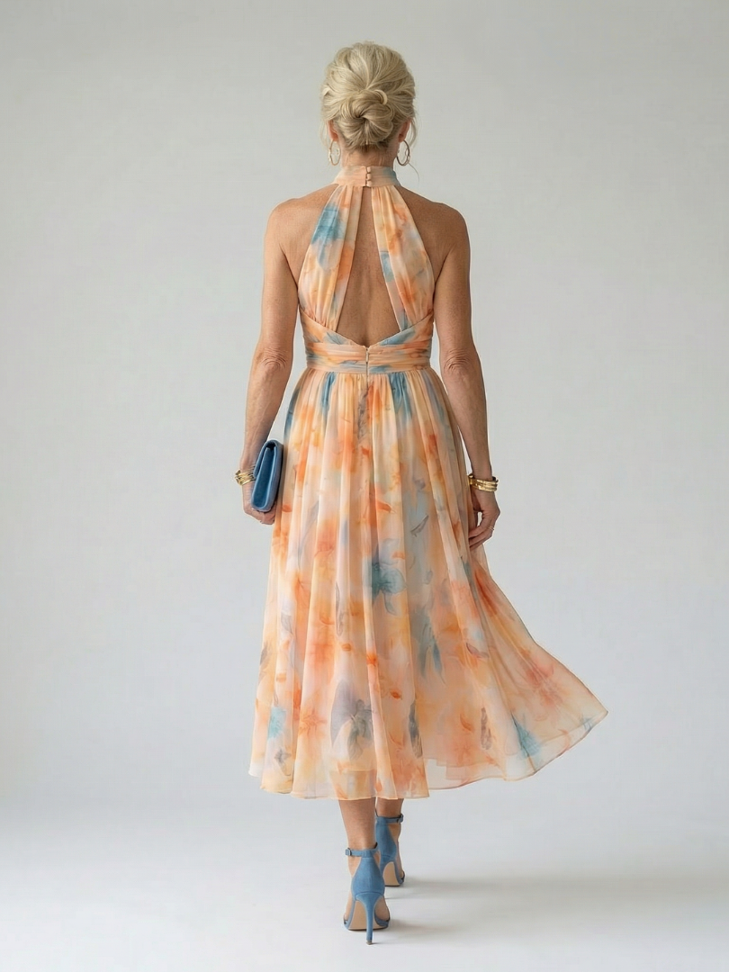 Nicole™ | Tummy-Flattering Halter Midi Dress
