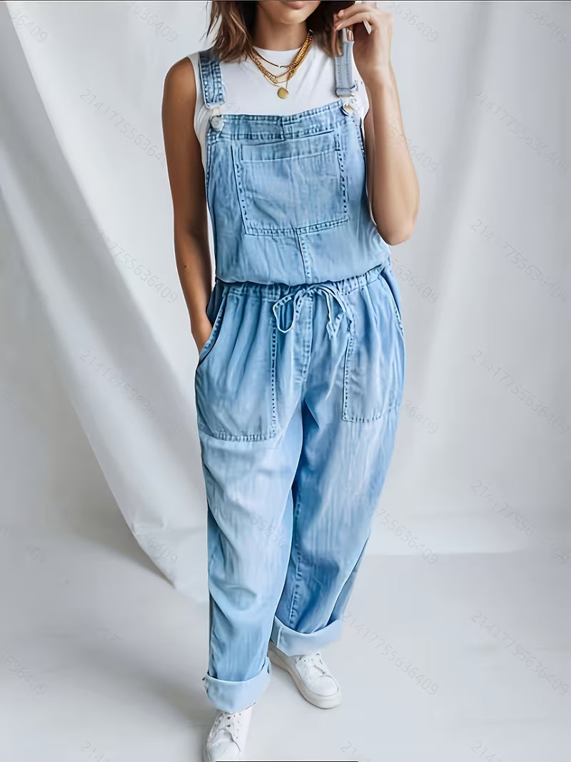 Everly | Relaxed Button Front Denim Overalls