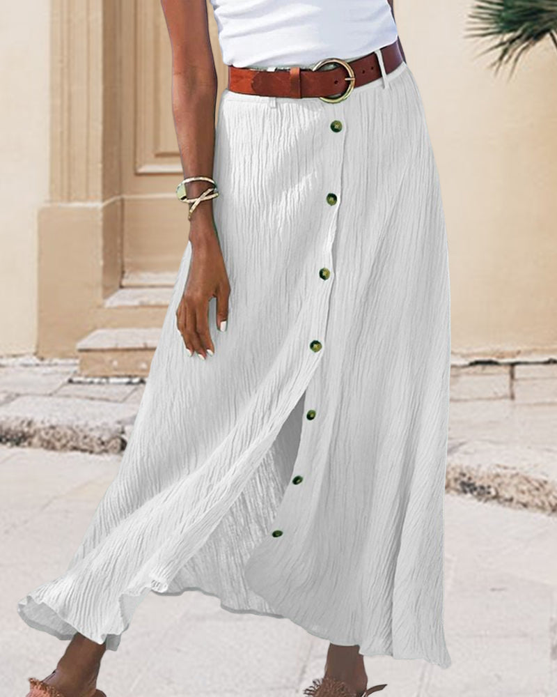 Syndy - Flowing Skirt with Buttons