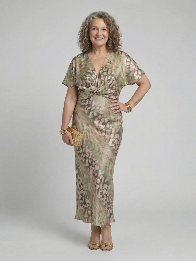 Coralie™ | Tummy-Flattering Abstract Midi Dress