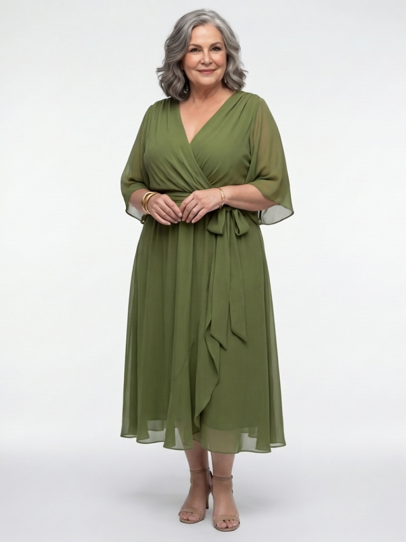 Elysia™ | Tummy-Flattering Draped Midi Dress