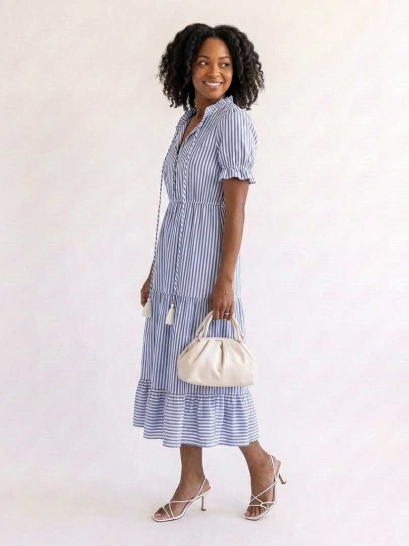 Dakota™ | Tummy-Flattering Striped Midi Dress