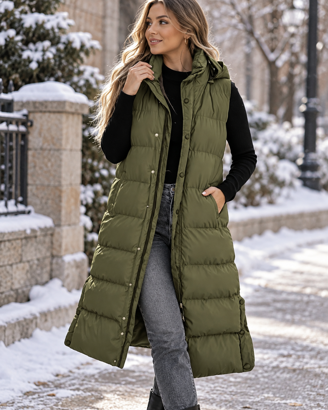 Linda™ | Long Quilted Cardigan with Hood