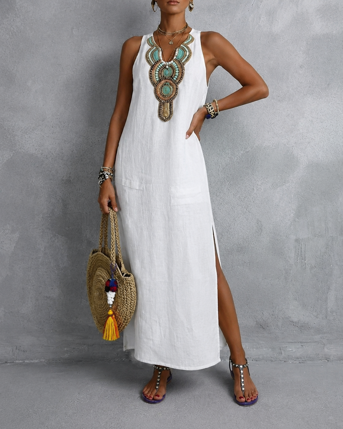 Emma™ | Belly-covering Sleeveless Maxi Dress