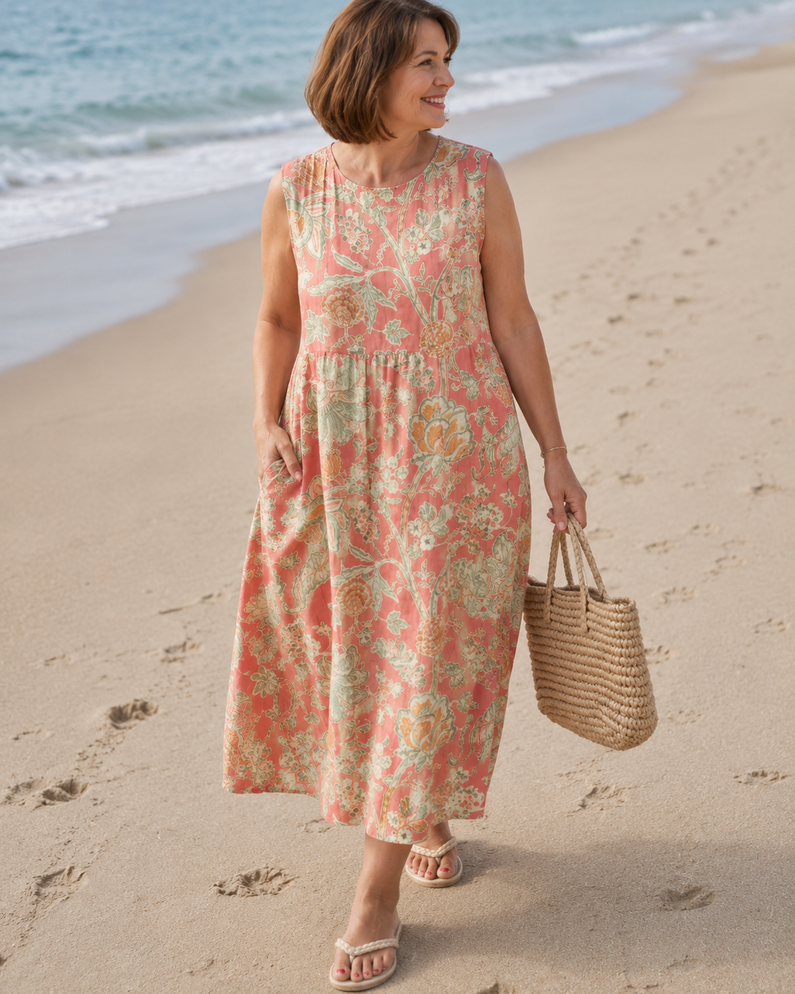 Coralie™ | Floral Tummy-Camouflaging Midi Dress