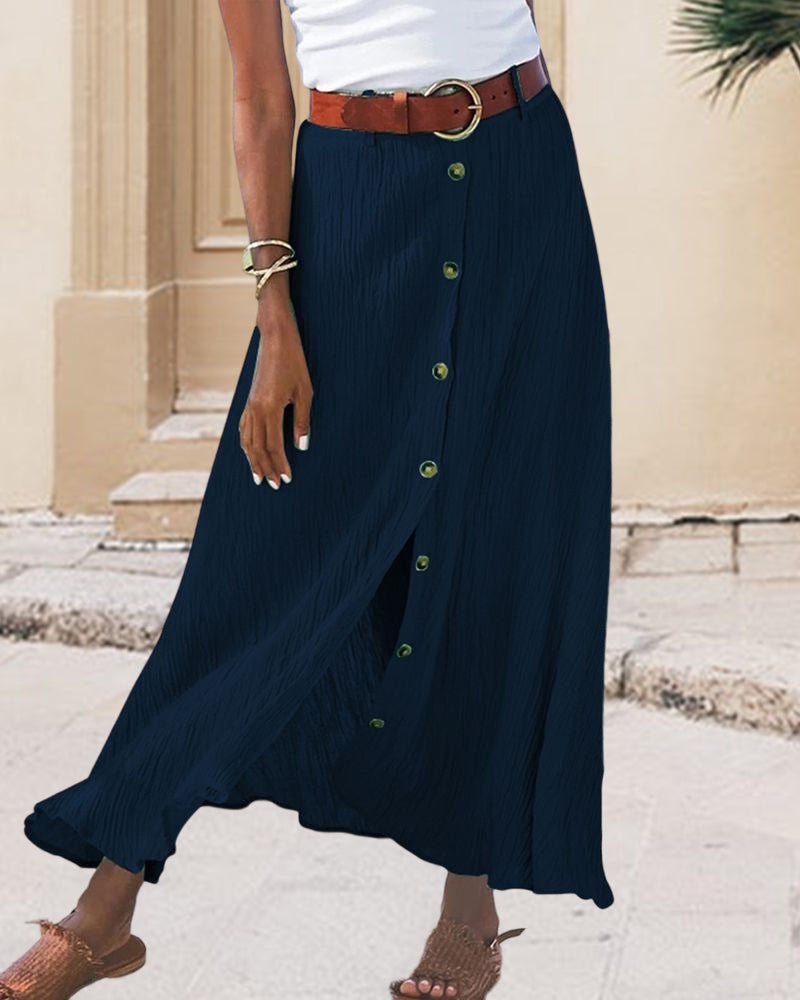 Syndy - Flowing Skirt with Buttons