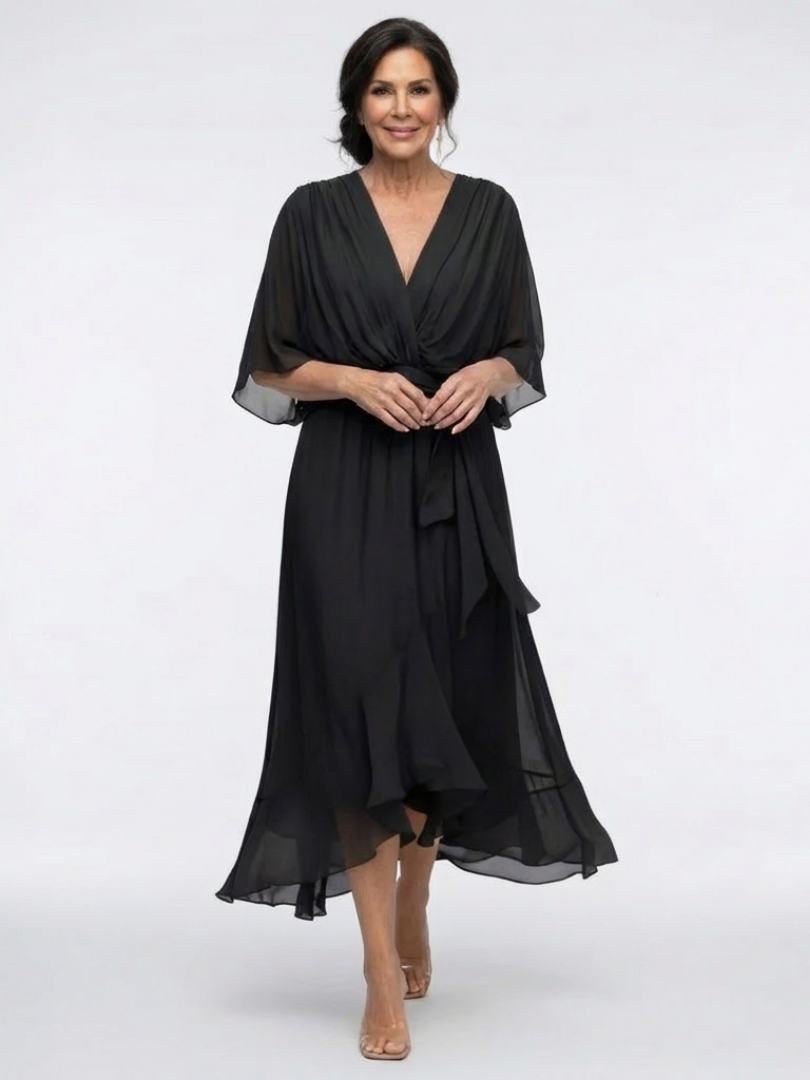 Elysia™ | Tummy-Flattering Draped Midi Dress