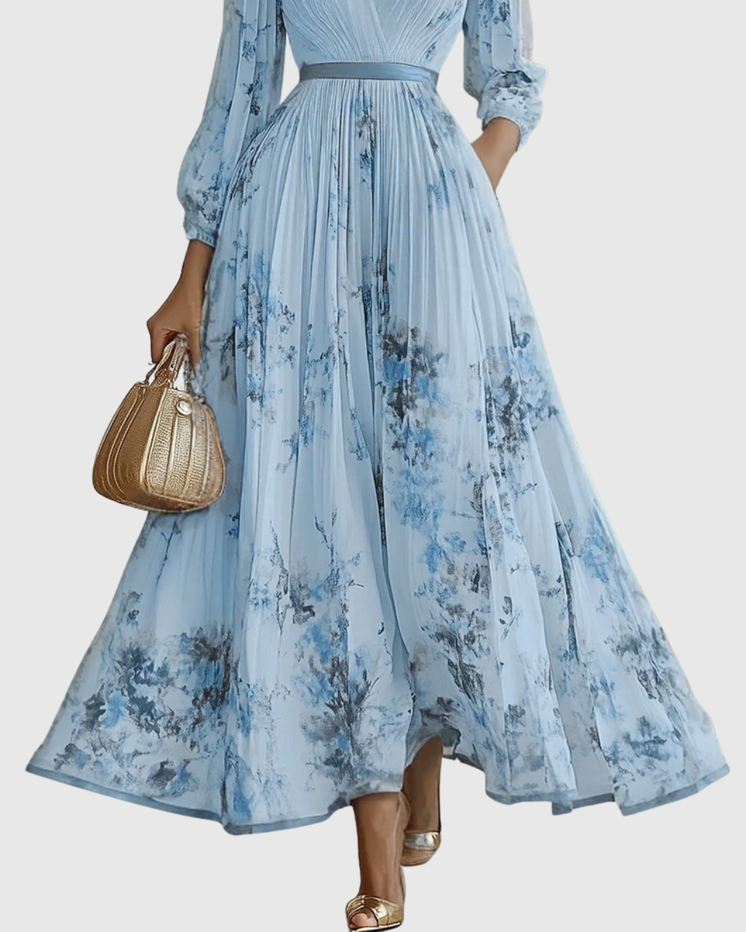 ROWELLA | Elegant Pleated Maxi Dress