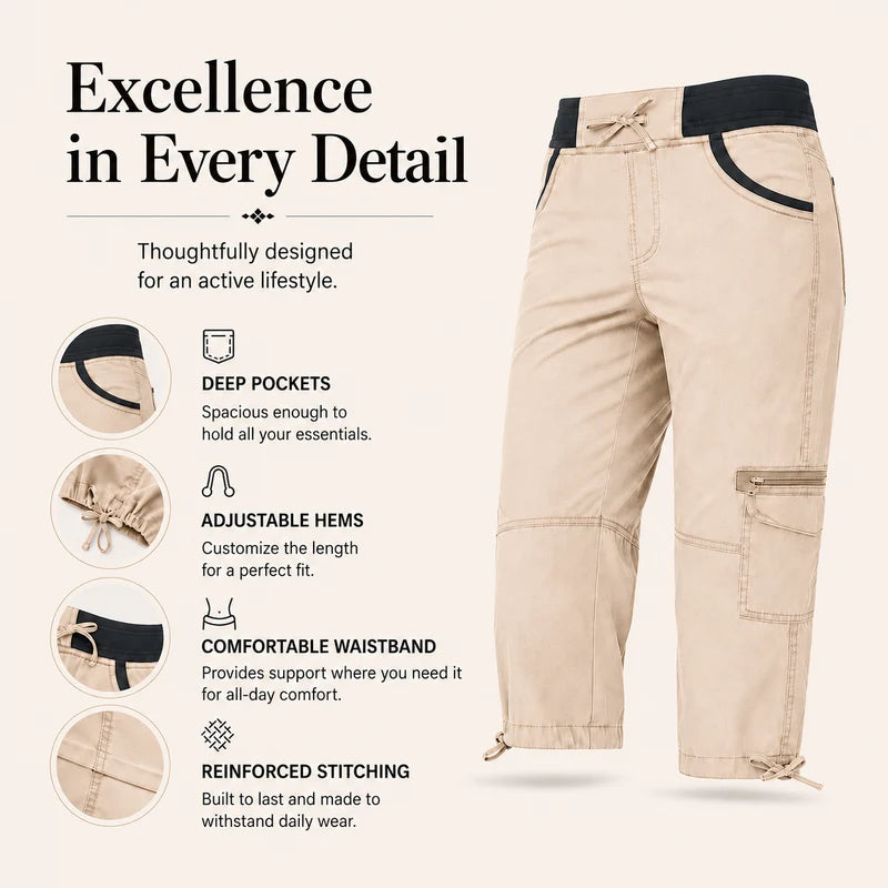 Lily™ | High-Waist Cargo Capri Pants With Pockets