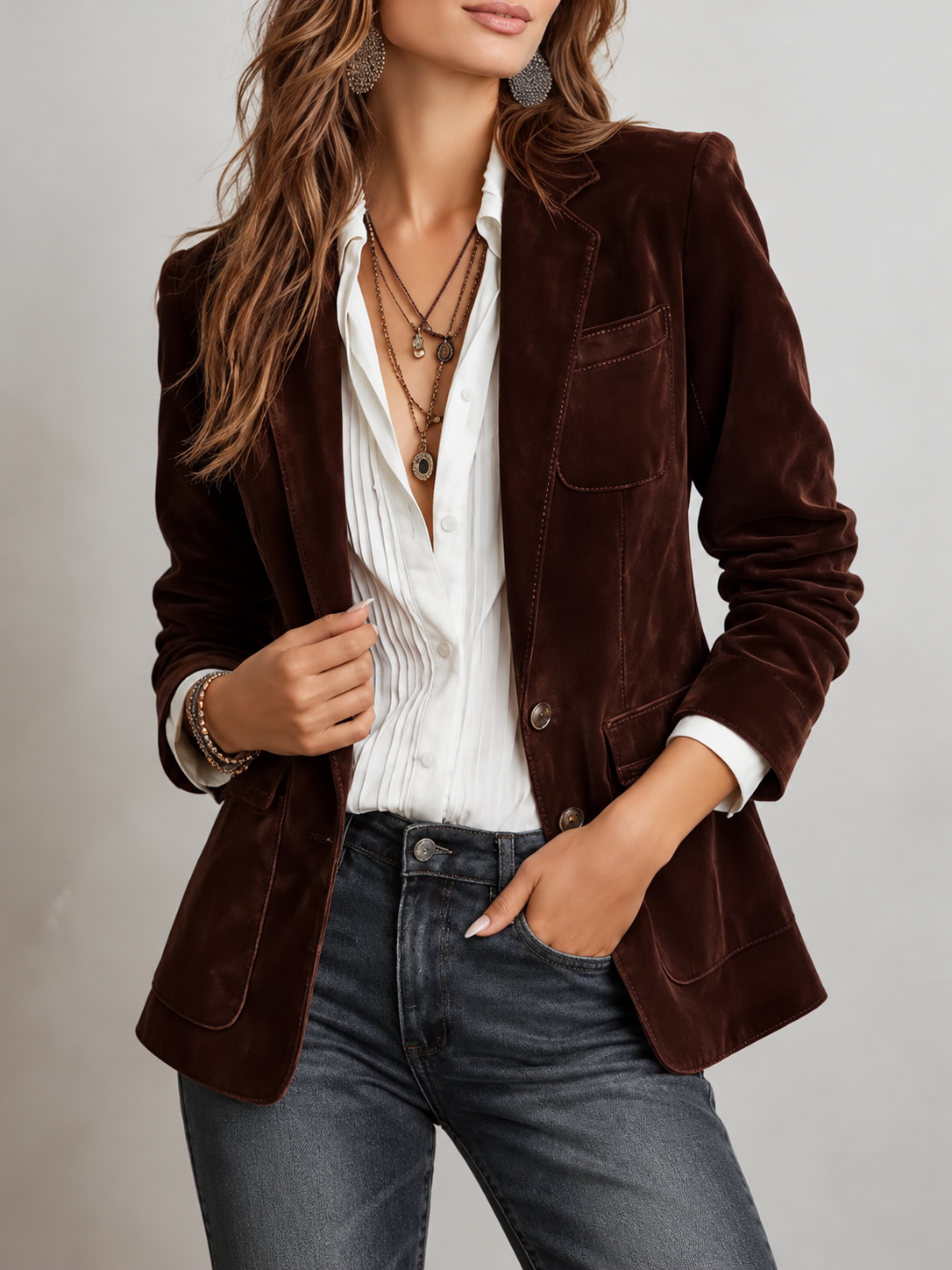 Susan™ | Vintage Suede-Look Blazer