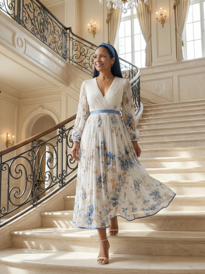 Beatrice | Pleated Wrap Midi Dress
