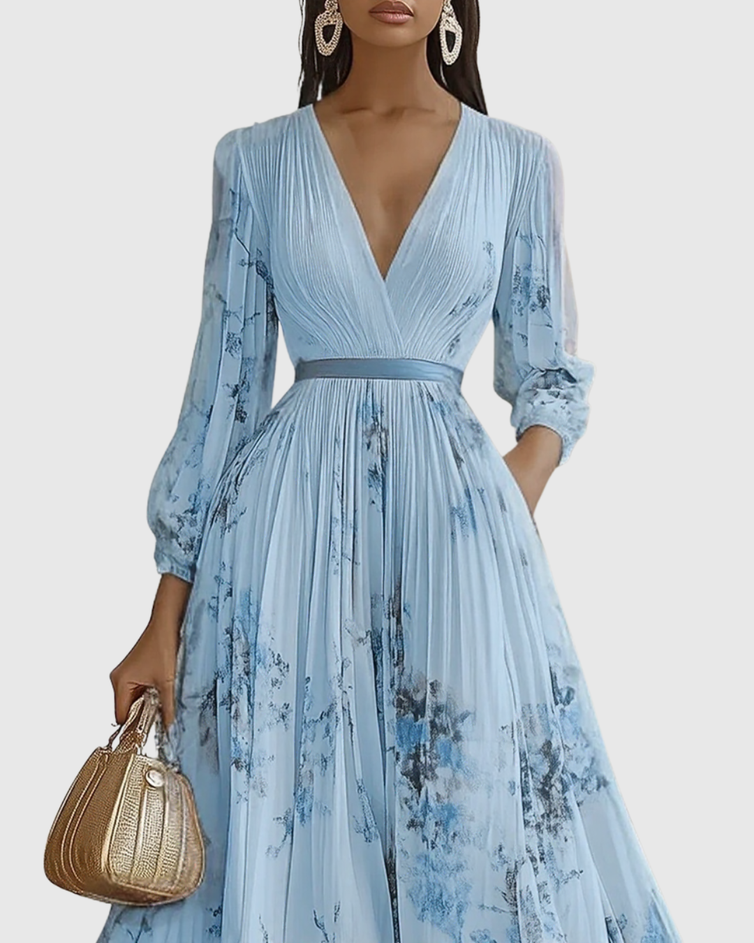 ROWELLA | Elegant Pleated Maxi Dress
