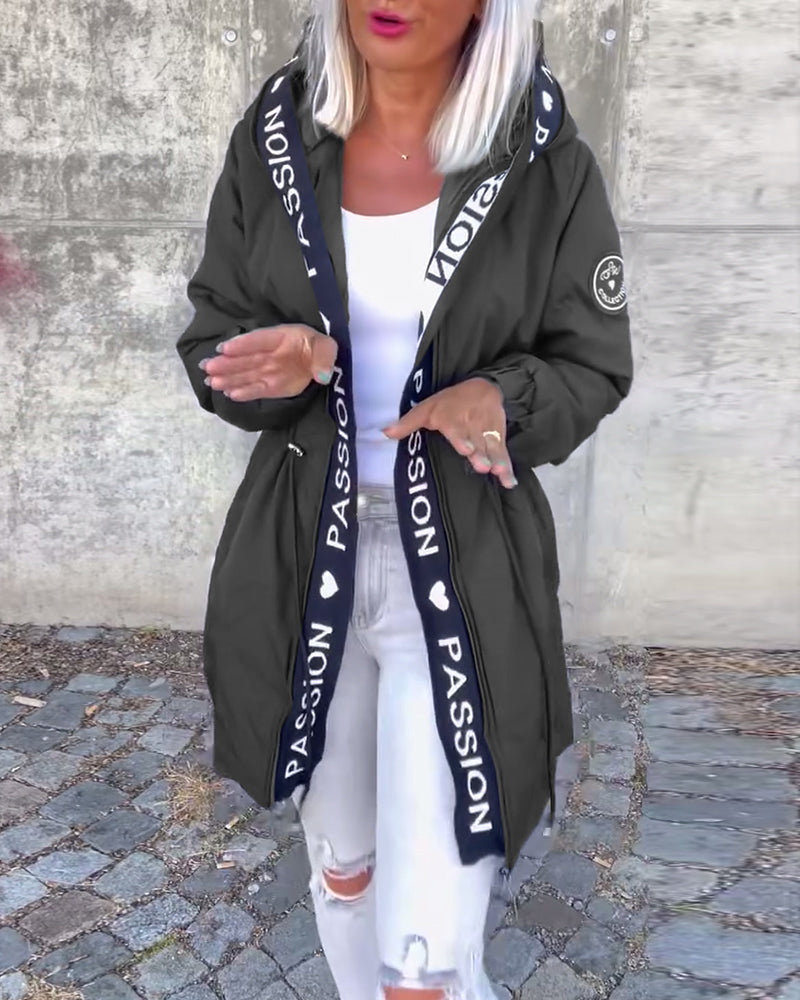 Brenda™ | Long Coat with Hood and Drawstring 13