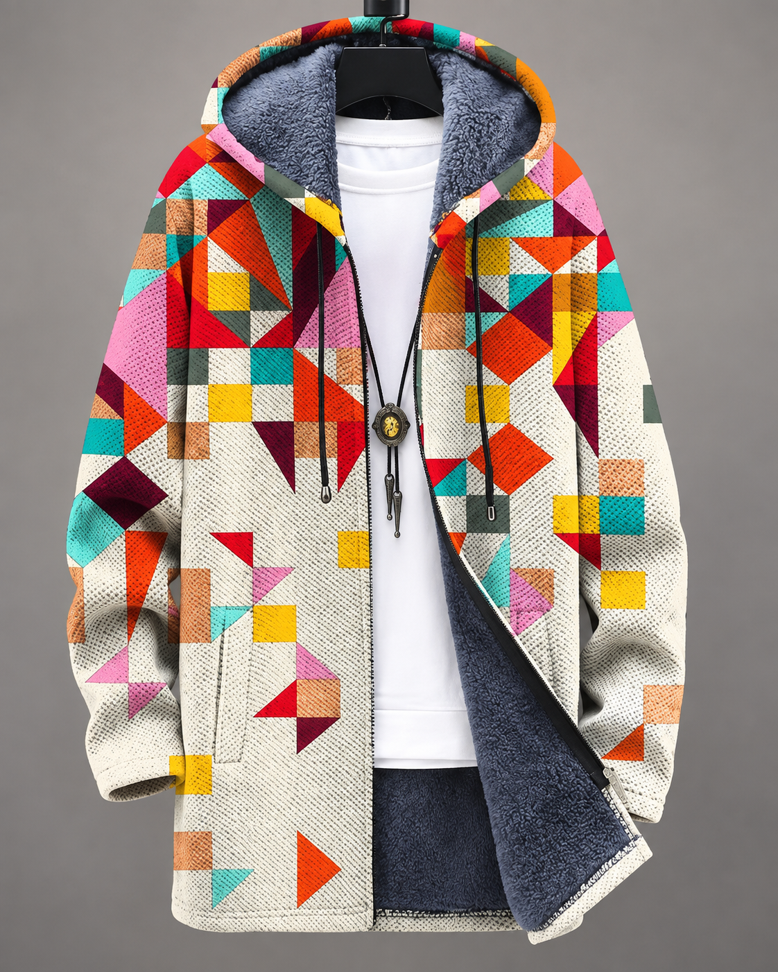 Ellie™ | Colorful Hoodie Cardigan With Geometric Print
