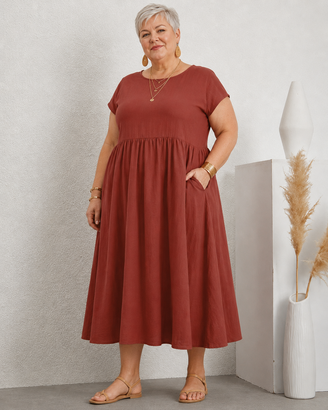 Leah™ | Tummy-Control Maxi Dress With Pockets