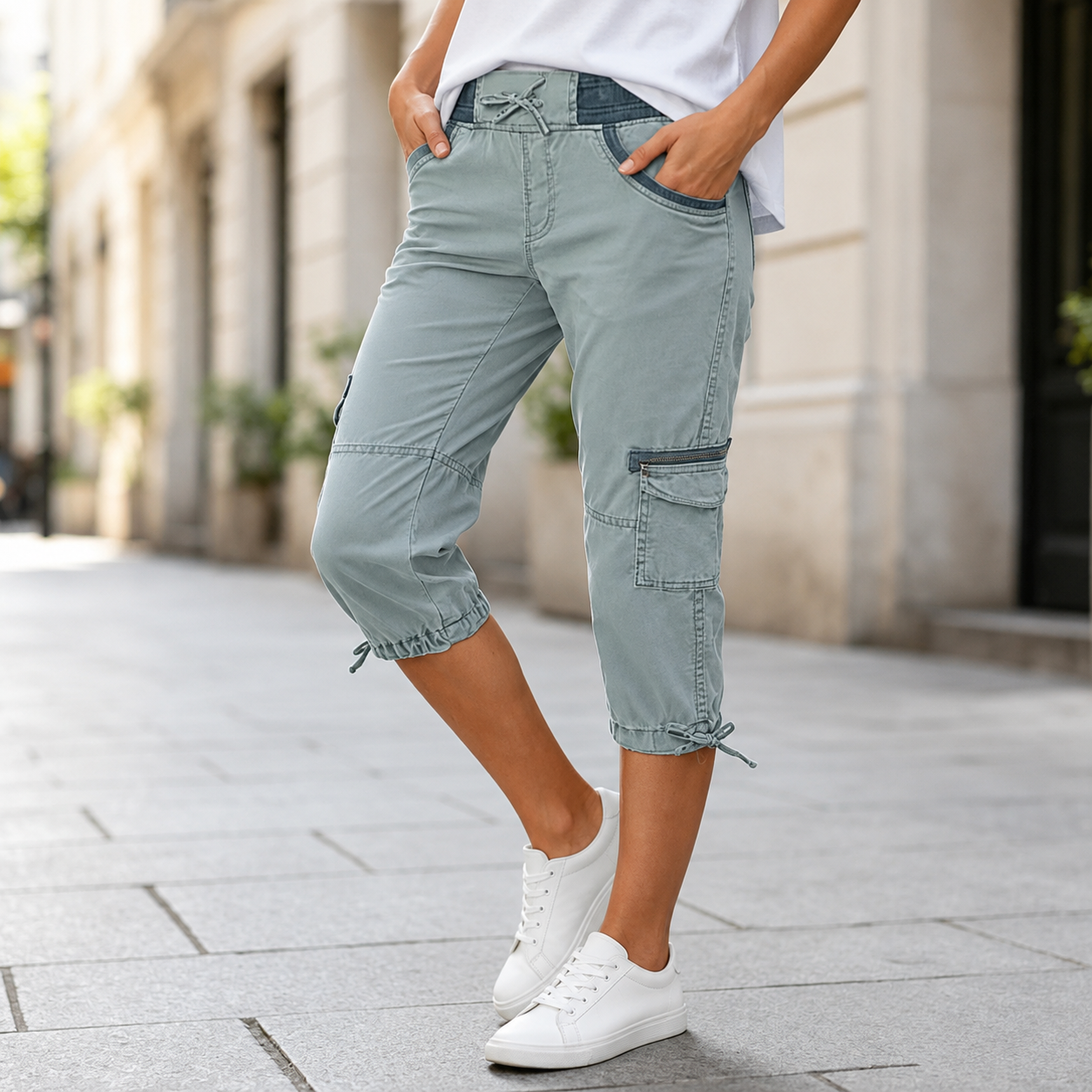 Lily™ | High-Waisted Tummy-Flattering Cargo Capri Pants