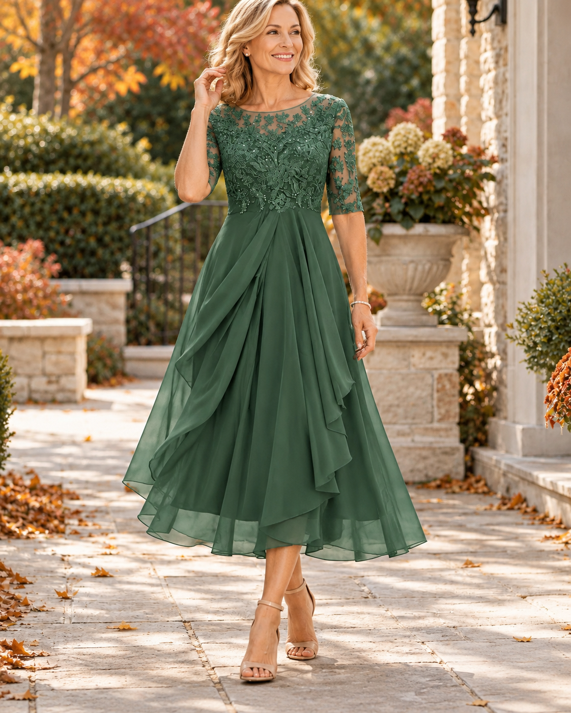 Deborah™ | Tummy-Control Lace Midi Dress