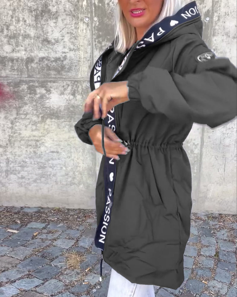 Brenda™ | Long Coat with Hood and Drawstring 14