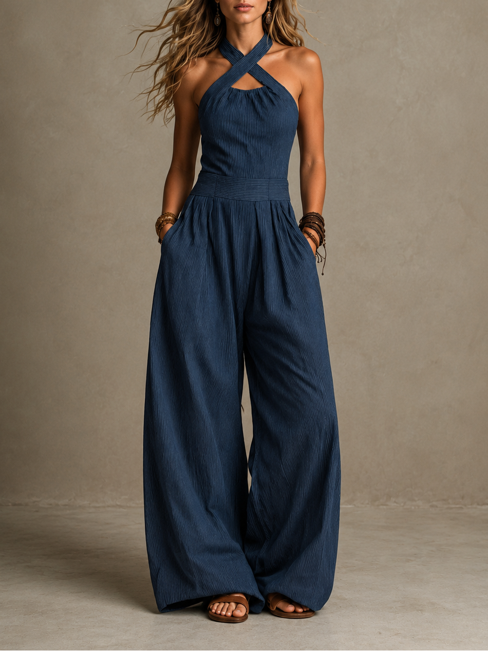 Audrey™ | Wide Jumpsuit with Crossed Neckline