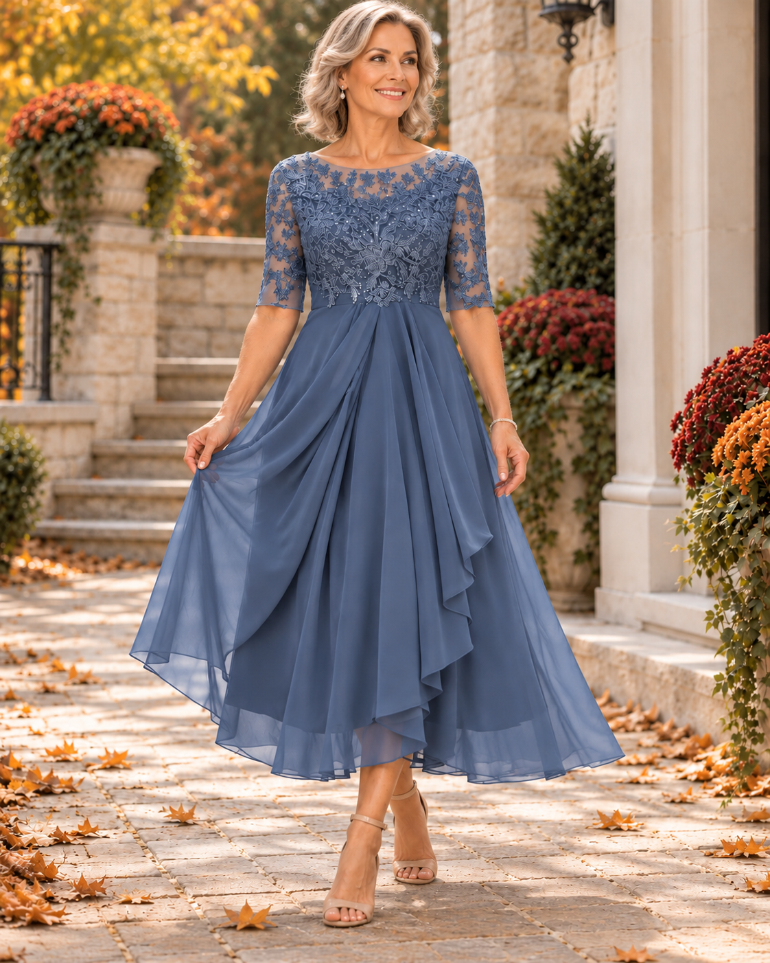 Deborah™ | Tummy-Control Lace Midi Dress