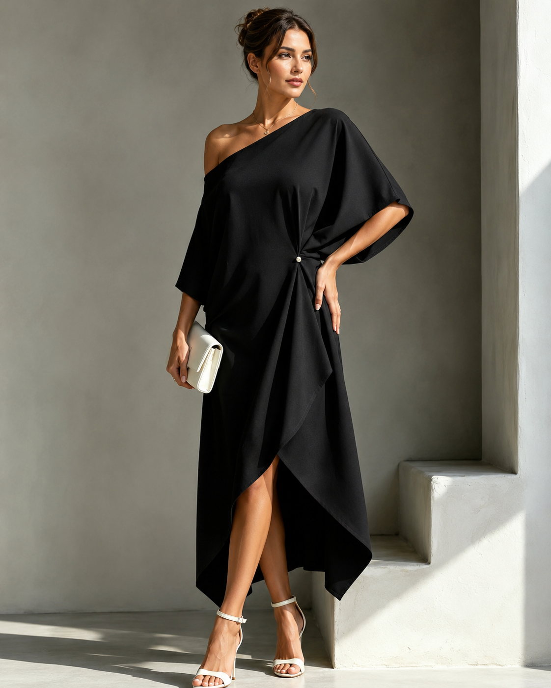 Hazel™ | Tummy-Flattering Asymmetrical Midi Dress
