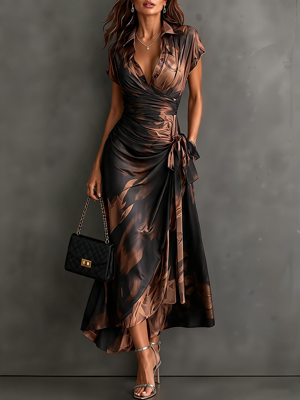 Susan™ | Tummy-Control Wrap Dress with Abstract Print